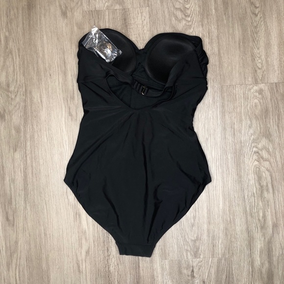 Merona Shirred Bandeau One Piece Swimsuit Black - Picture 4 of 6